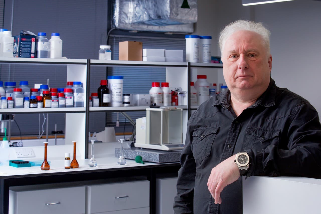Professional chemist working in a Meta Healthcare laboratory